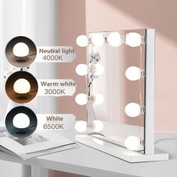 Set 10 Becuri cu LED pentru oglinda make-up, 3 functii de culoare